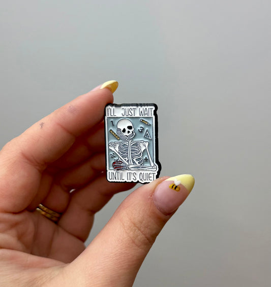 Quiet Skelton enamel pin