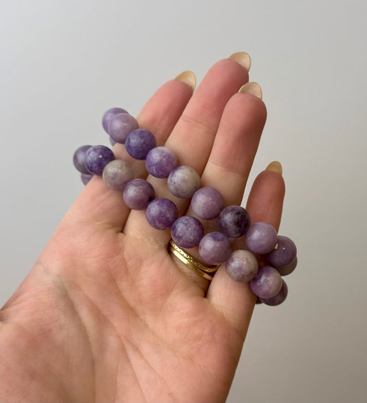 Chunky lepidolite bracelets 10-12mm