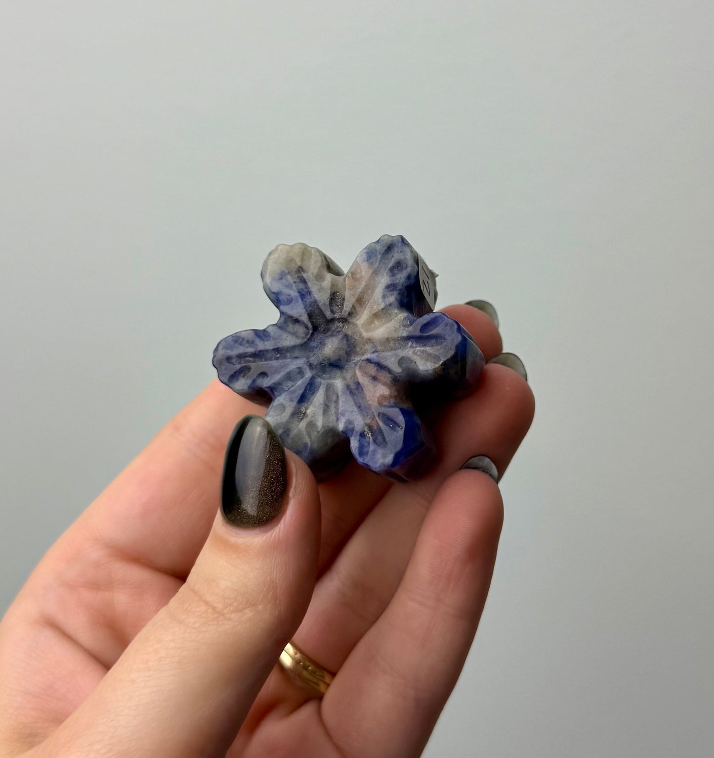 Sodalite snowflake carving