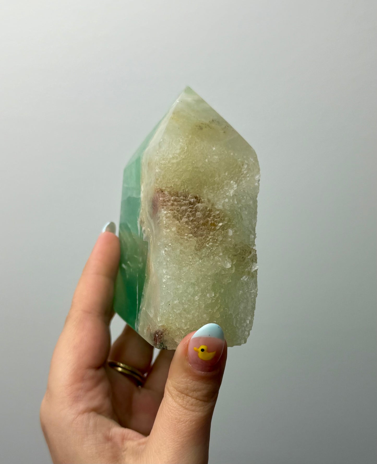 Half raw fluorite tower