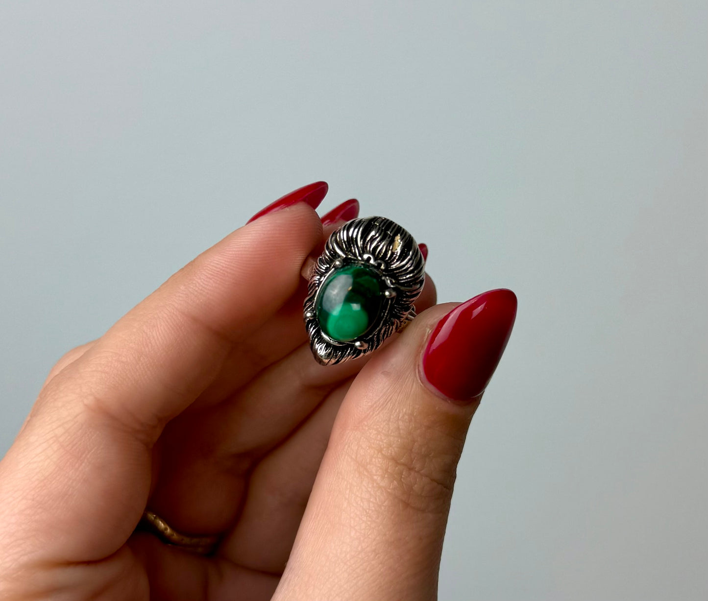 Malachite adjustable ring