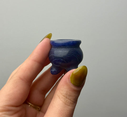 Sodalite cauldron carving