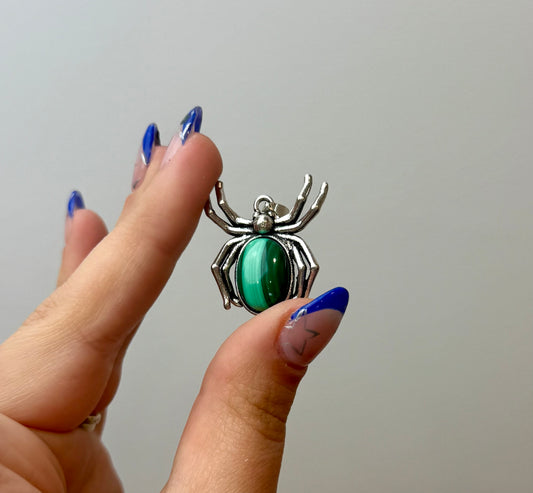 Malachite spider pendant