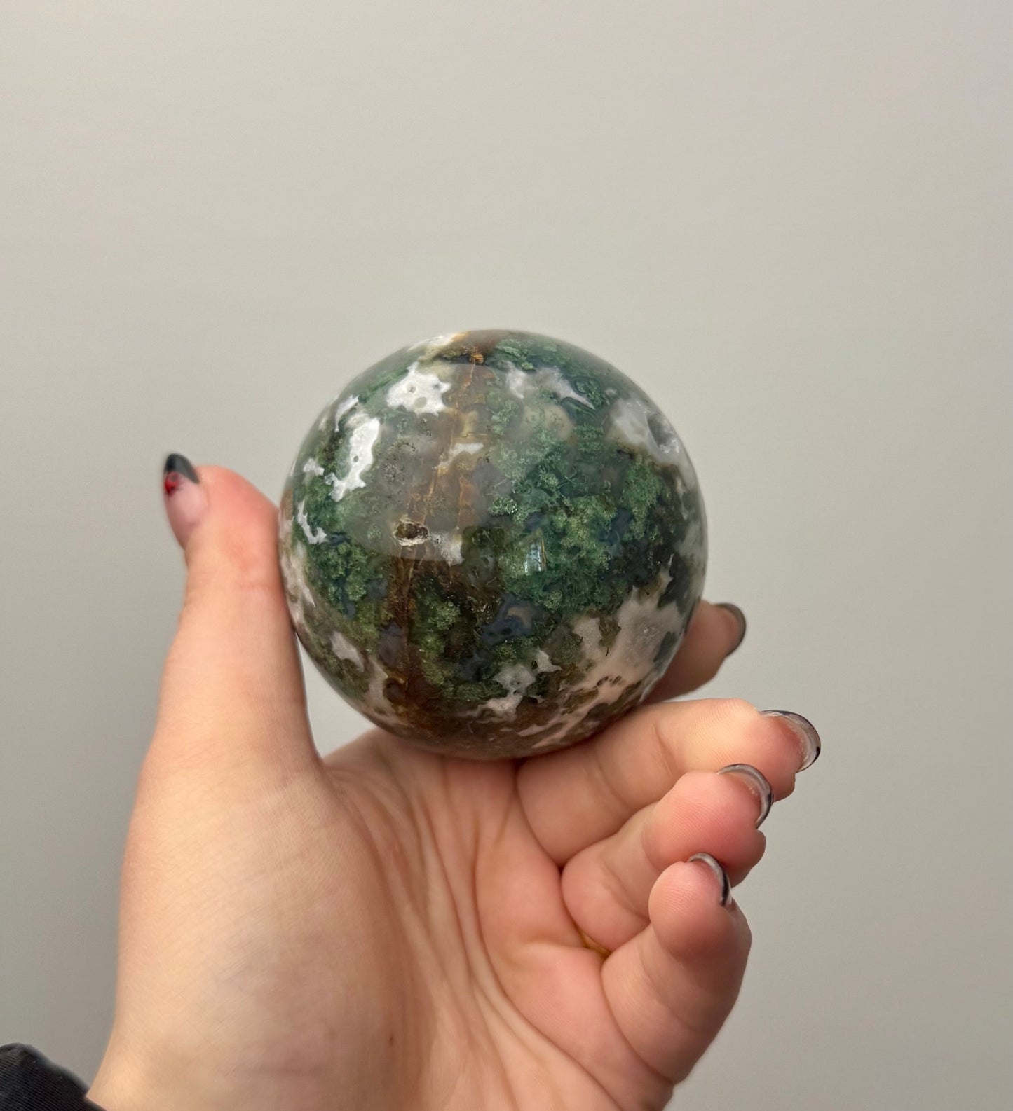 Moss agate sphere