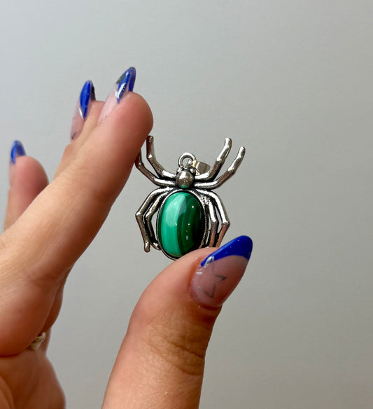 Malachite spider pendant