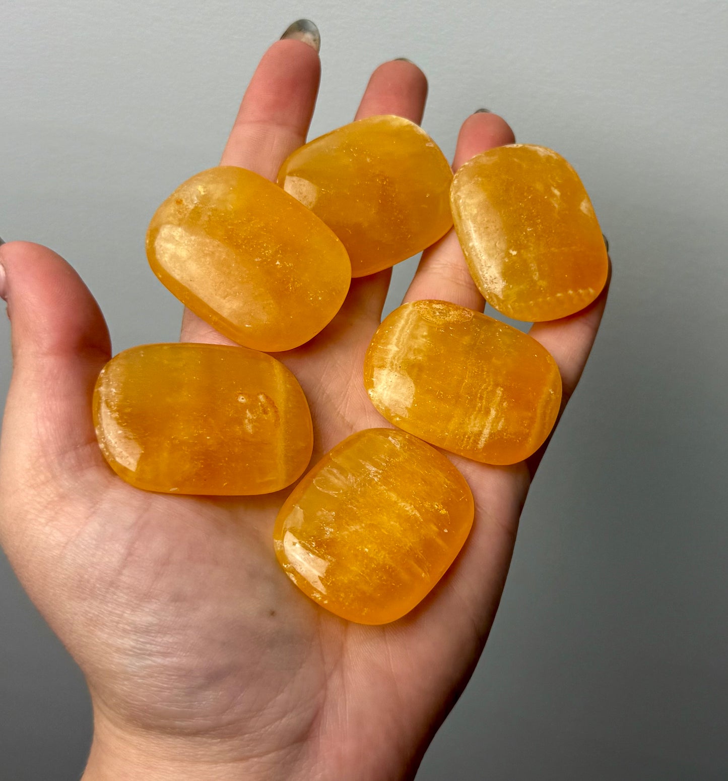 Orange calcite flat stones
