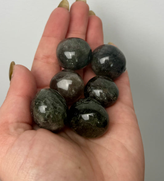 Green rutile quartz tumbles