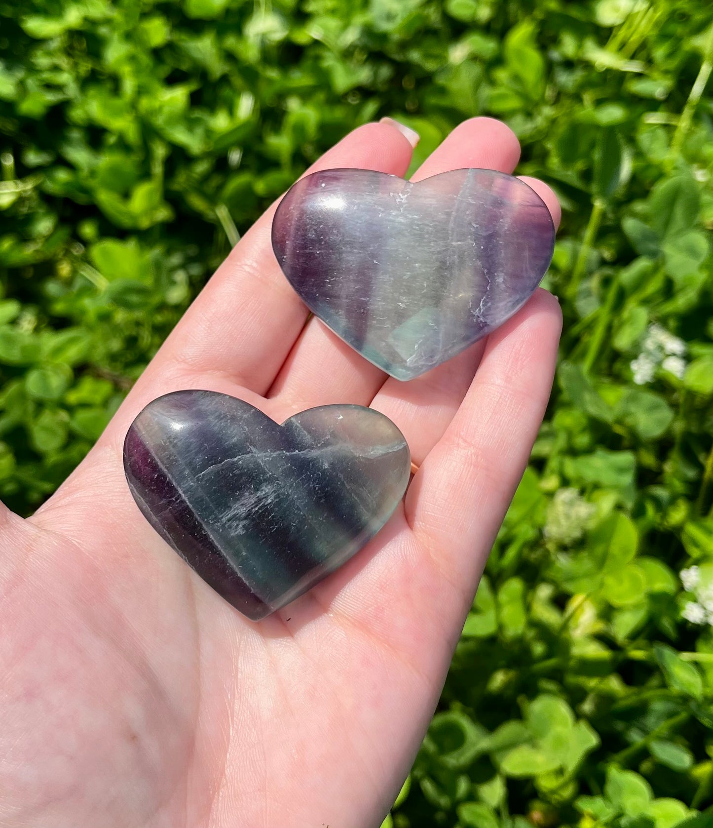 Fluorite heart carvings