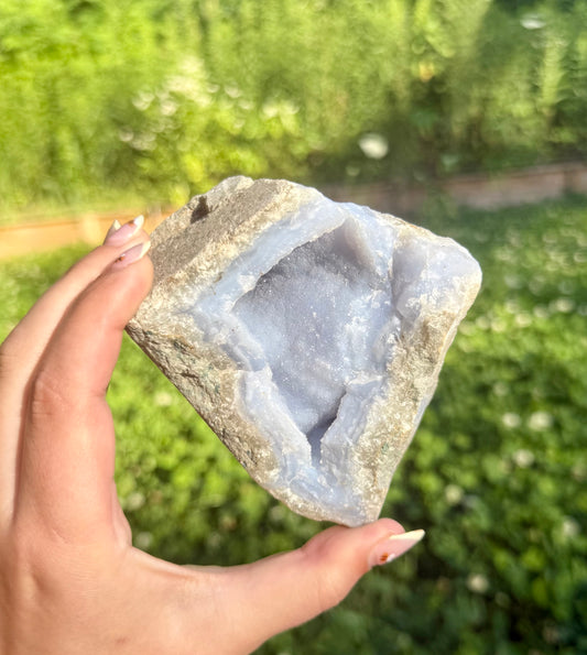 Blue lace agate specimen