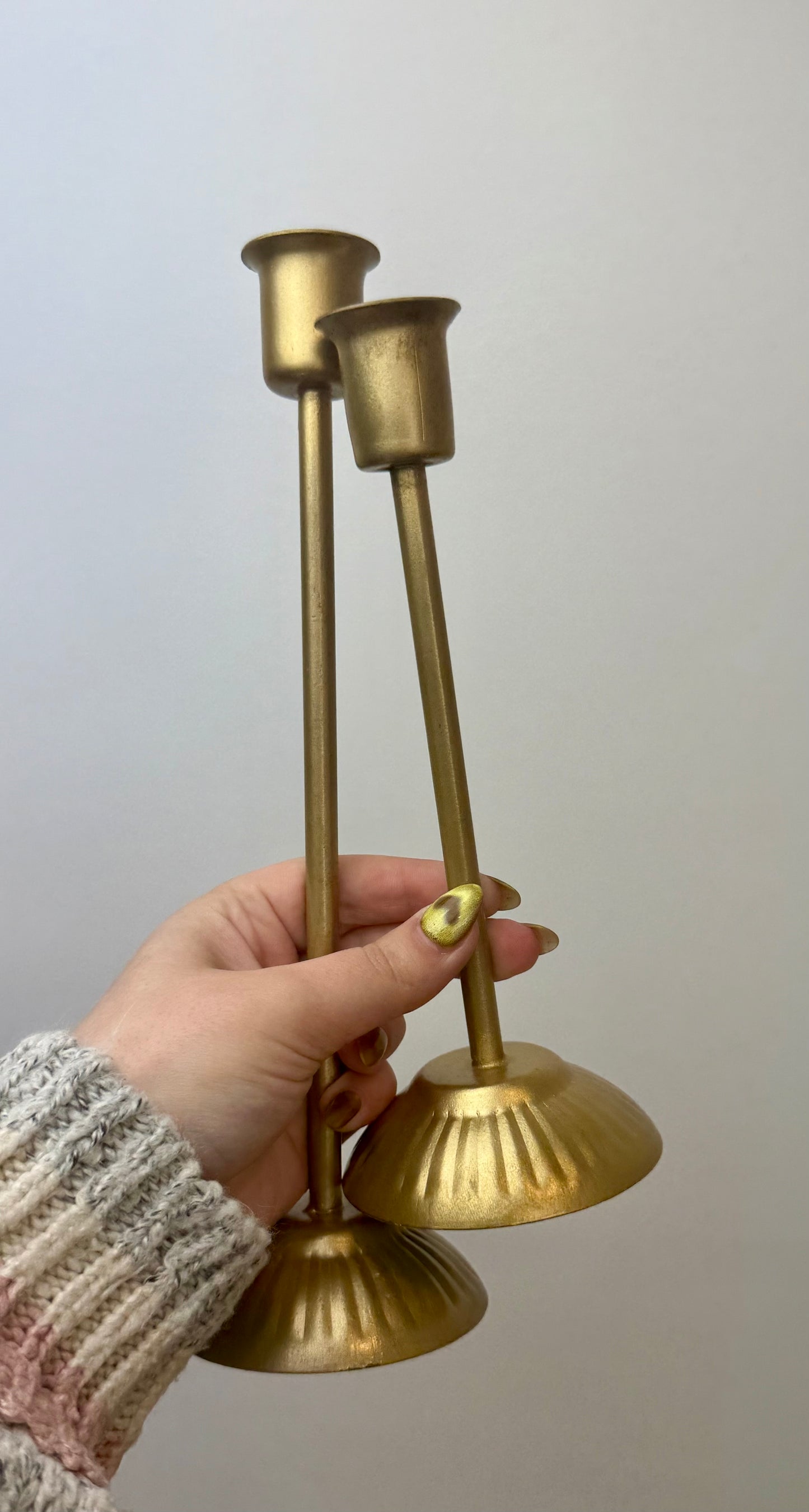 Candle sticks set/sphere stands thrifted find
