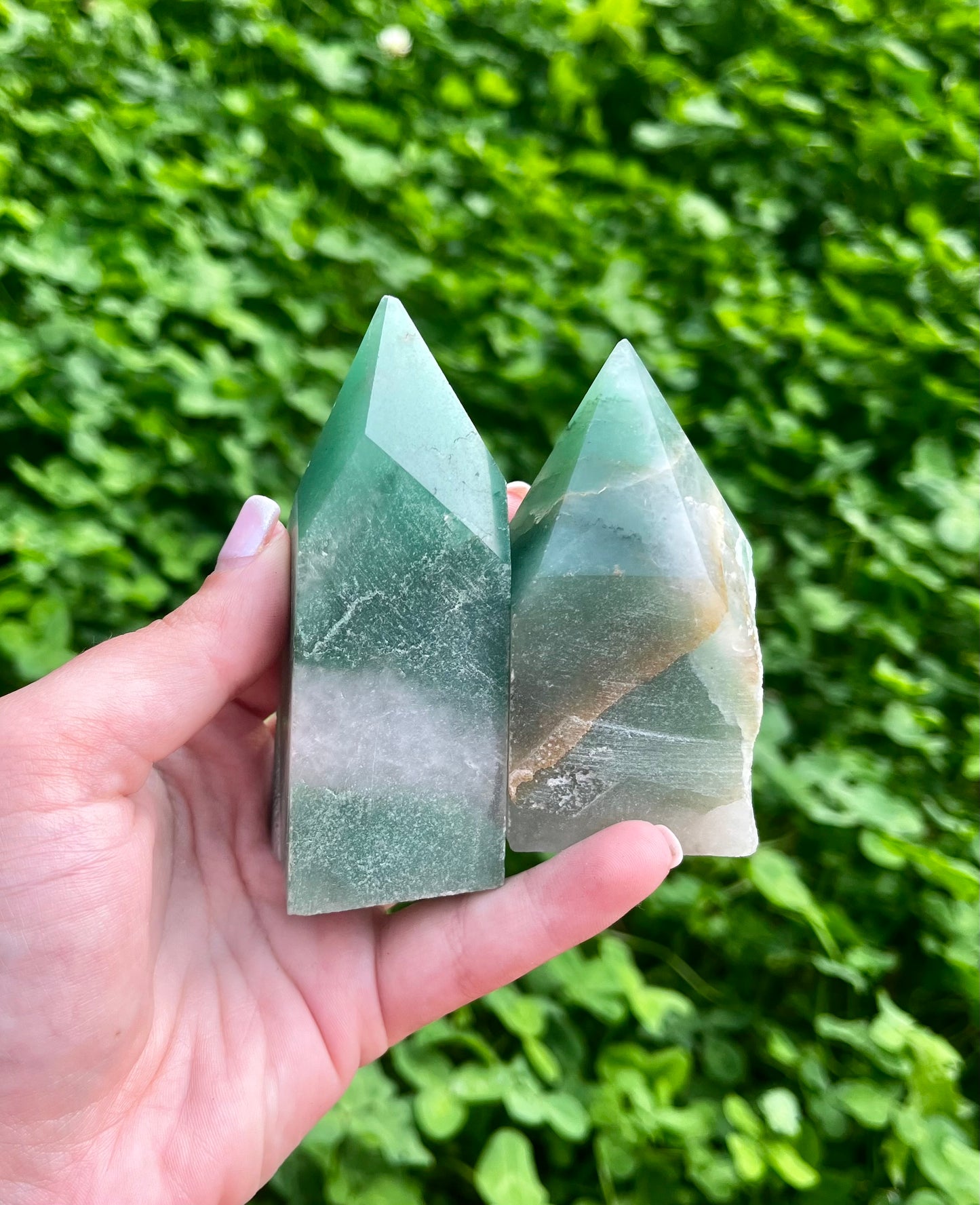 Green aventurine half raws