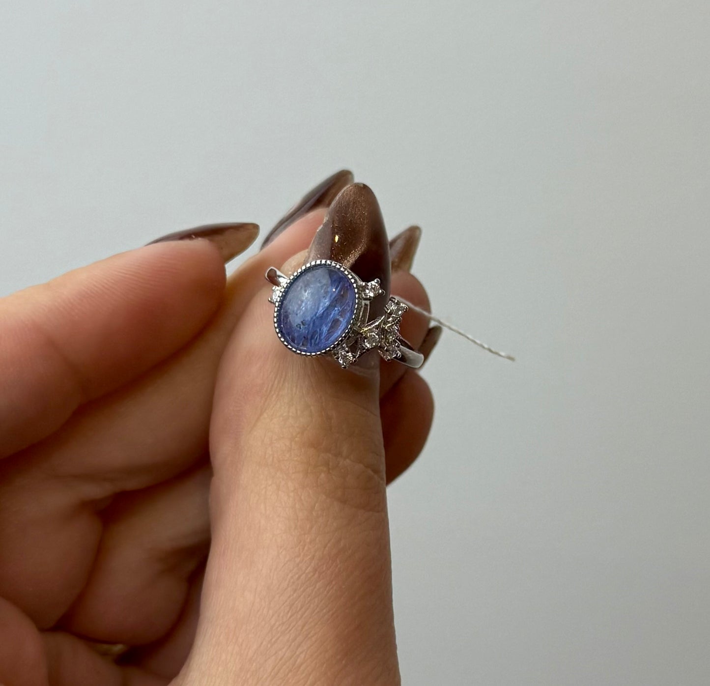 Blue kyanite adjustable ring