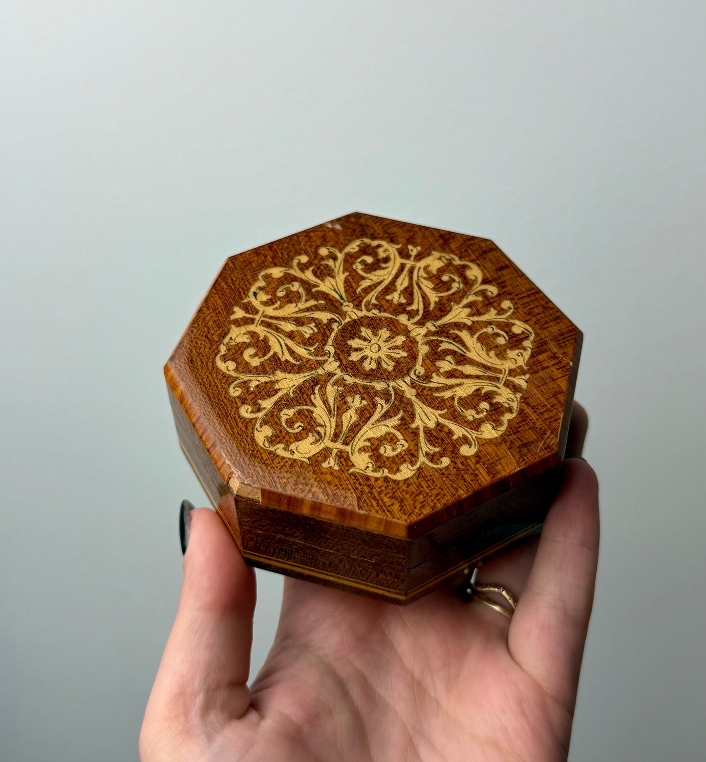 Imperfect wooden trinket box thrifted find