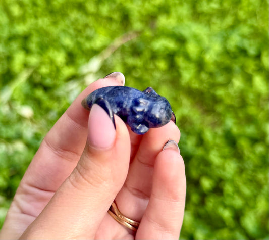 Sodalite axolotl carving