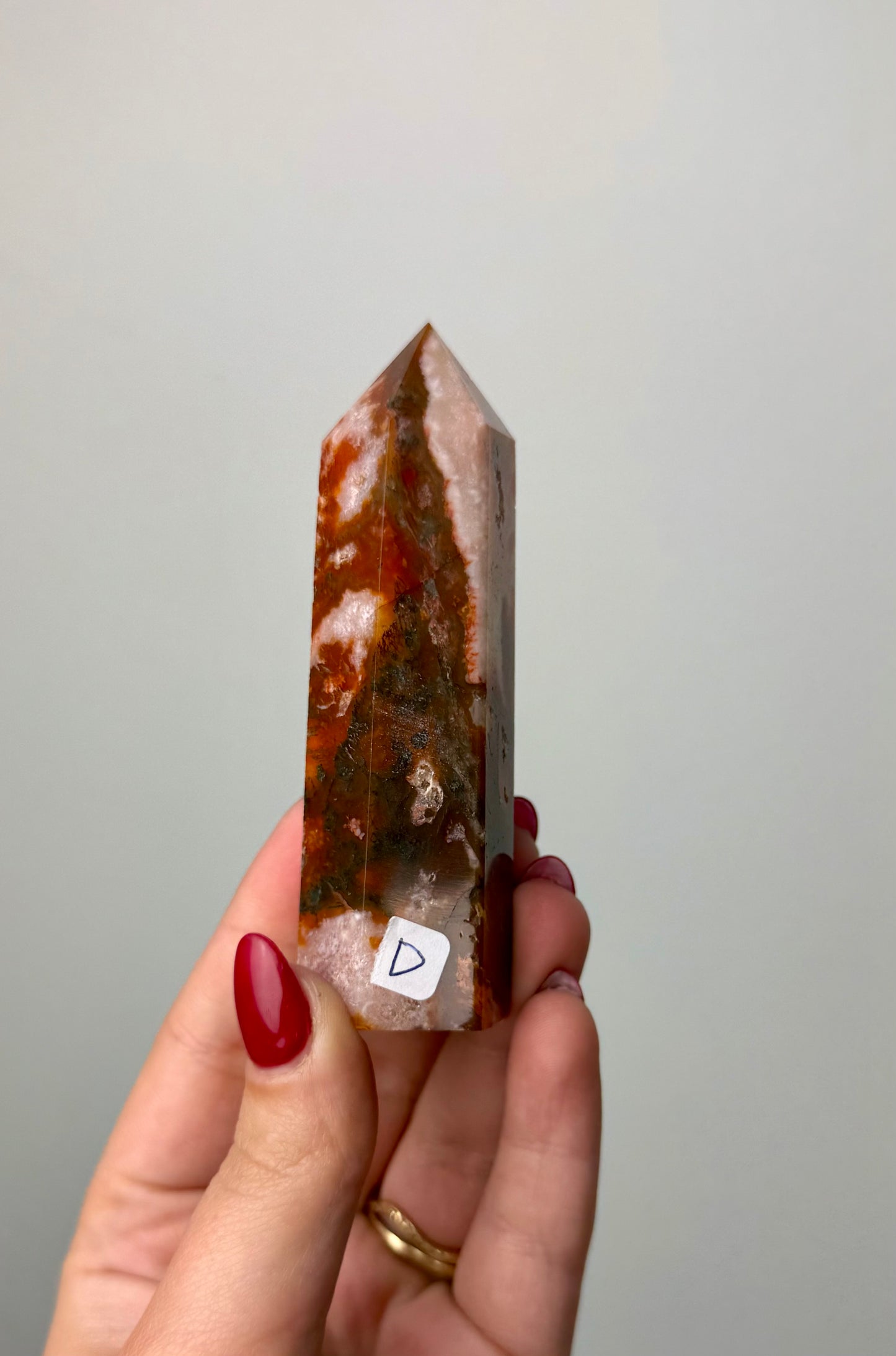 Dyed moss agate tower D