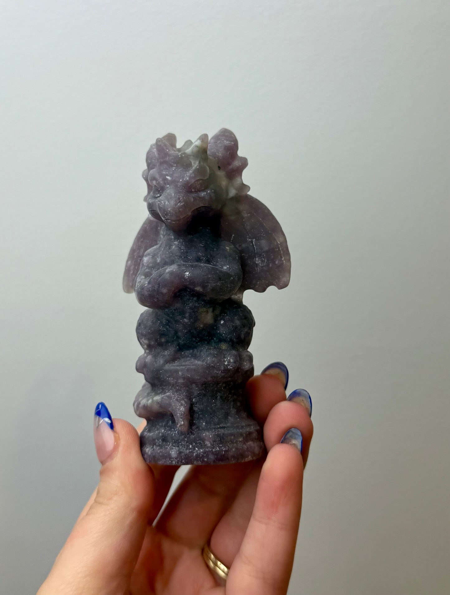 Lepidolite dragon carving