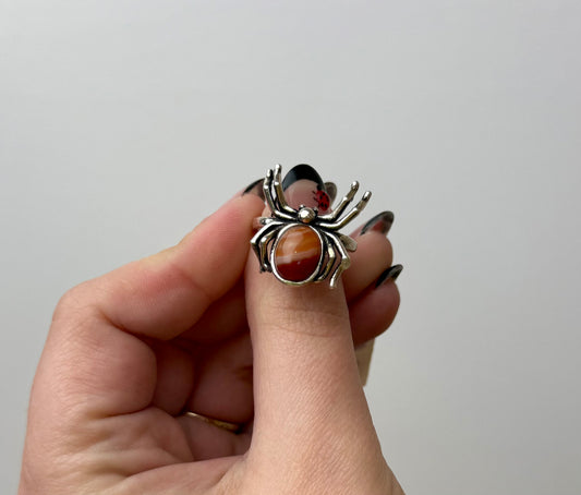 Carnelian adjustable spider ring