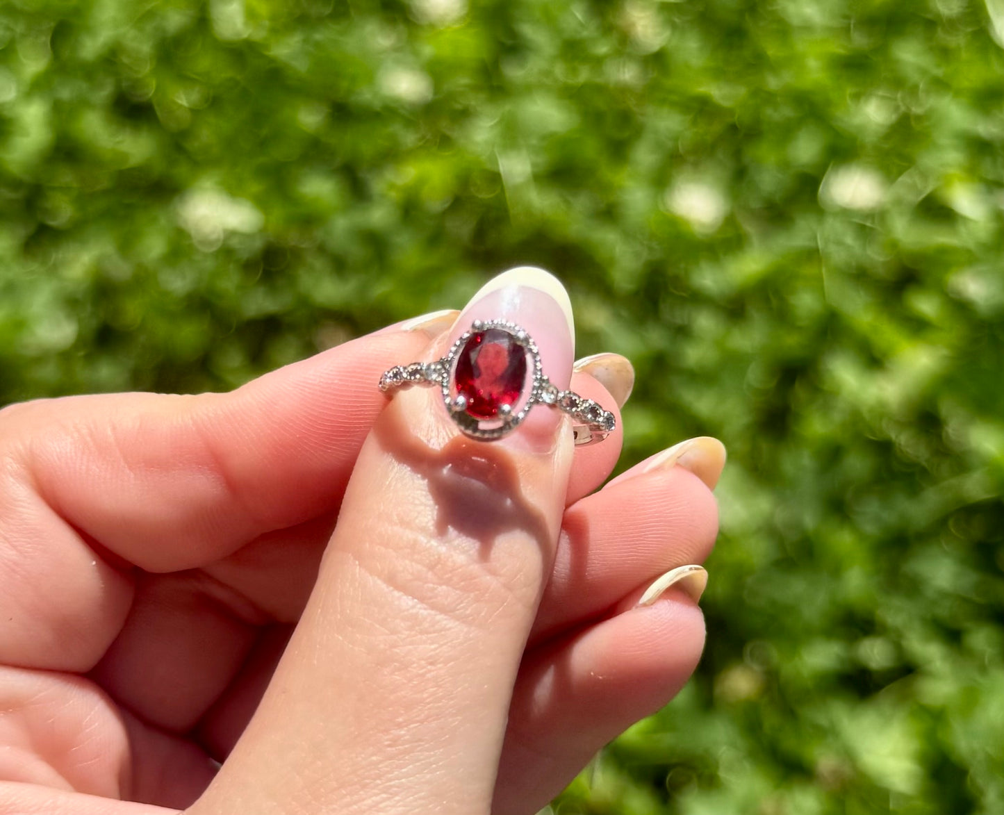 Garnet adjustable ring