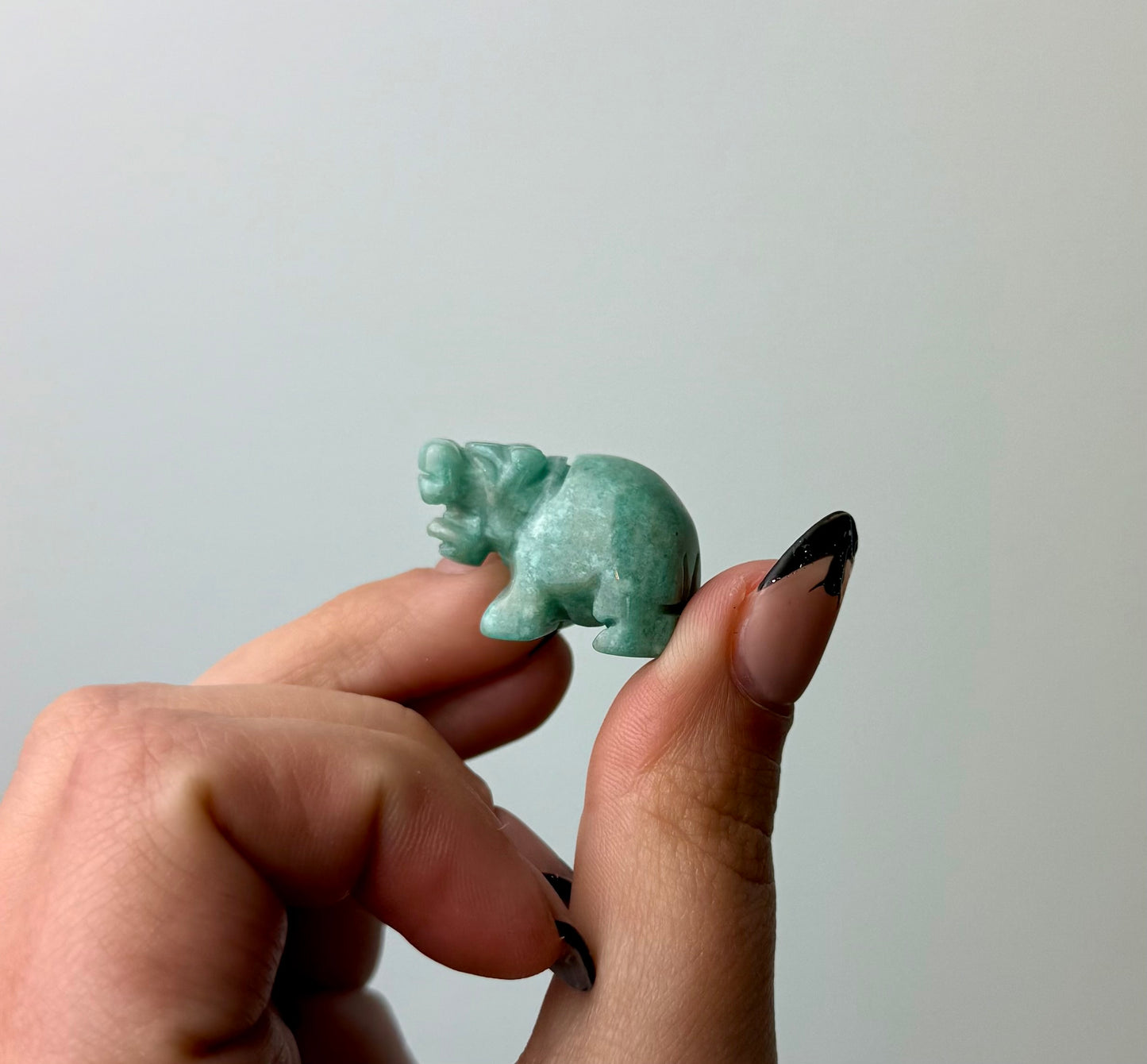 Amazonite hippopotamus carving