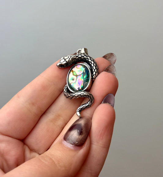 Abalone shell snake pendant ￼￼
