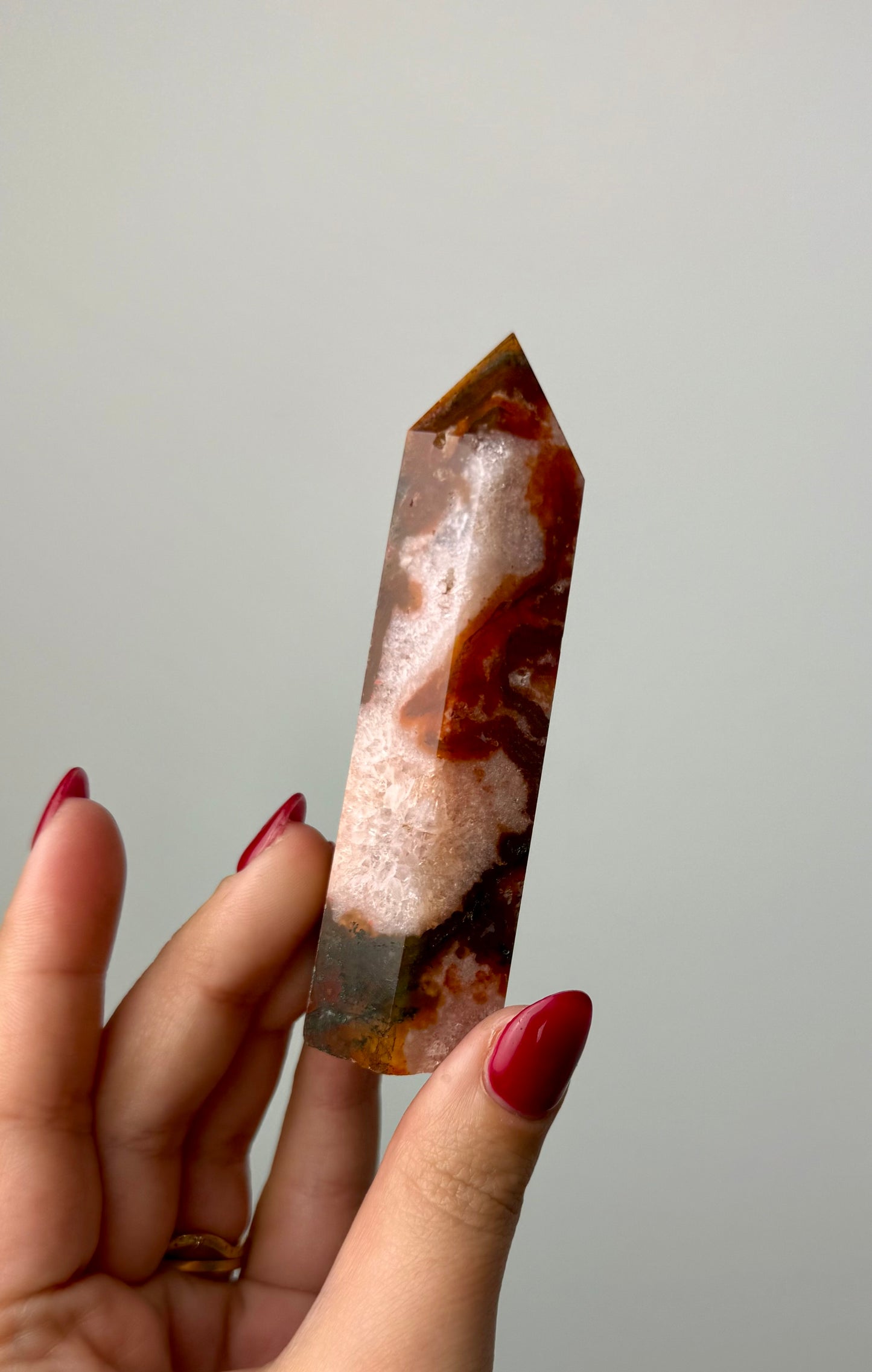 Dyed moss agate tower D