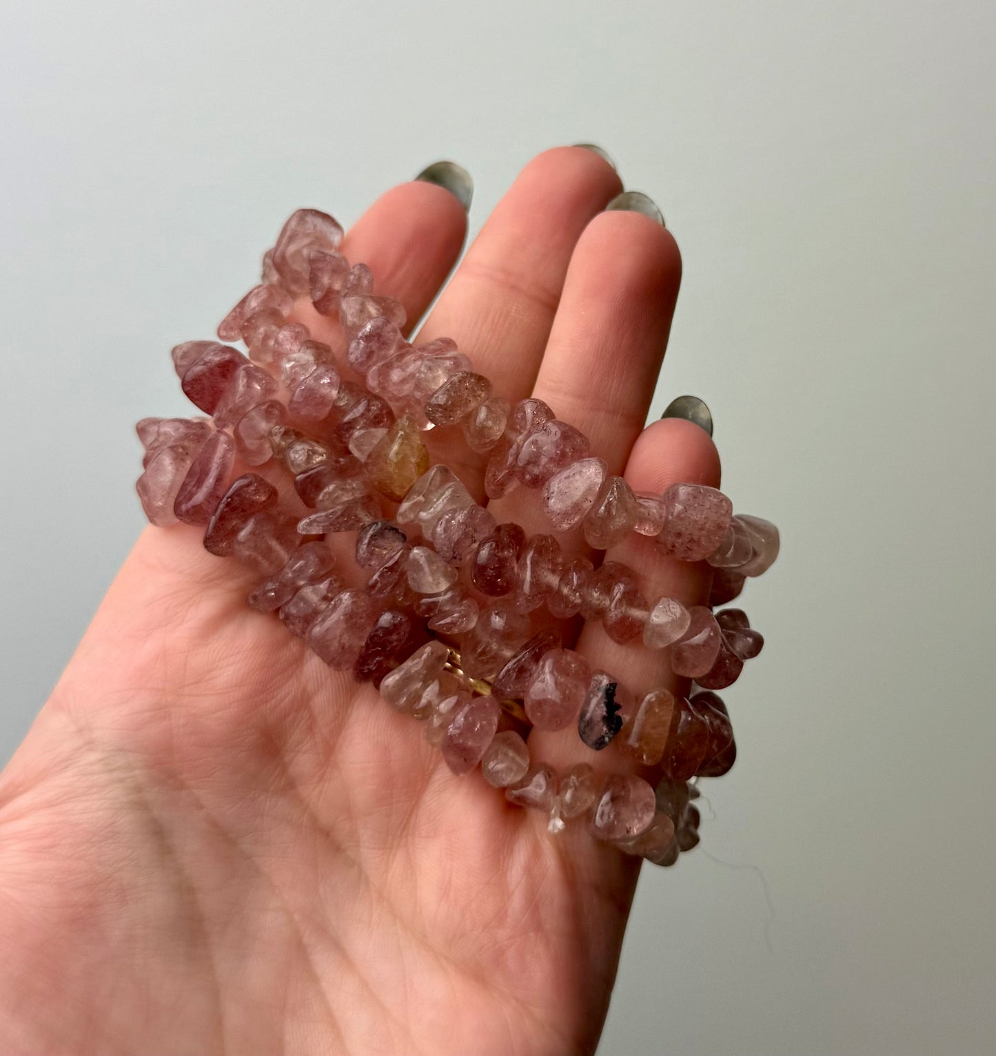 Strawberry Quartz chip bracelets