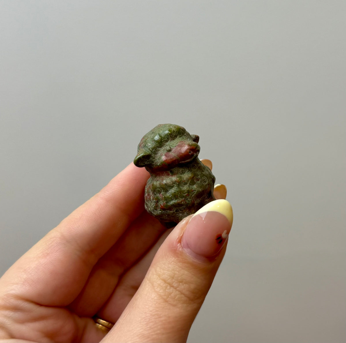Unakite sheep carving