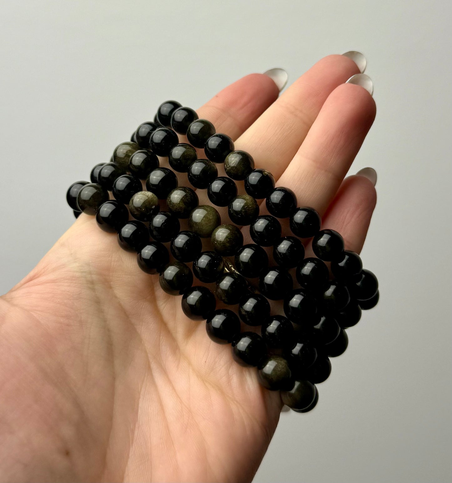 Gold sheen obsidian bracelets