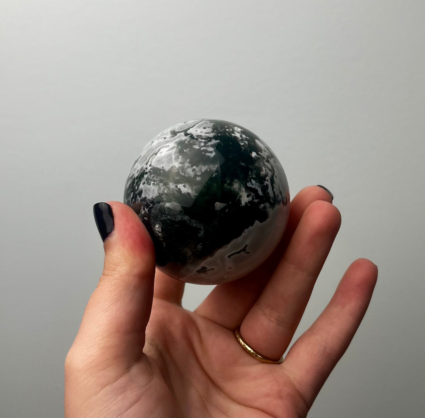 Moss agate sphere