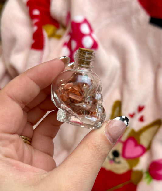 Carnelian skull chip bottles