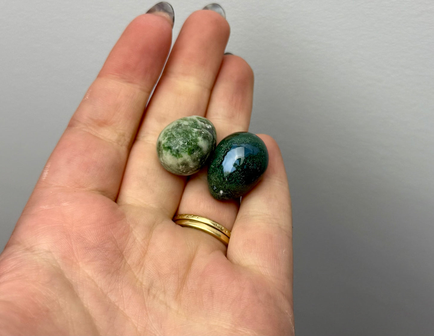 Moss agate mini eggs