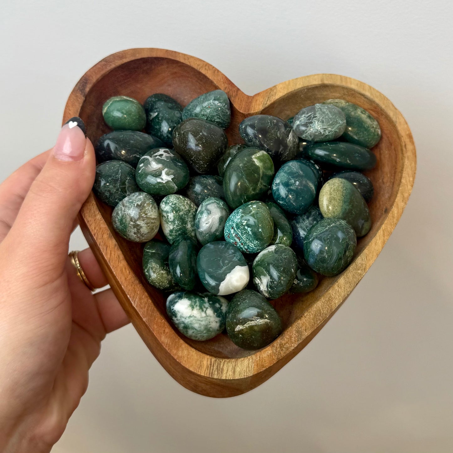 Moss agate tumbles