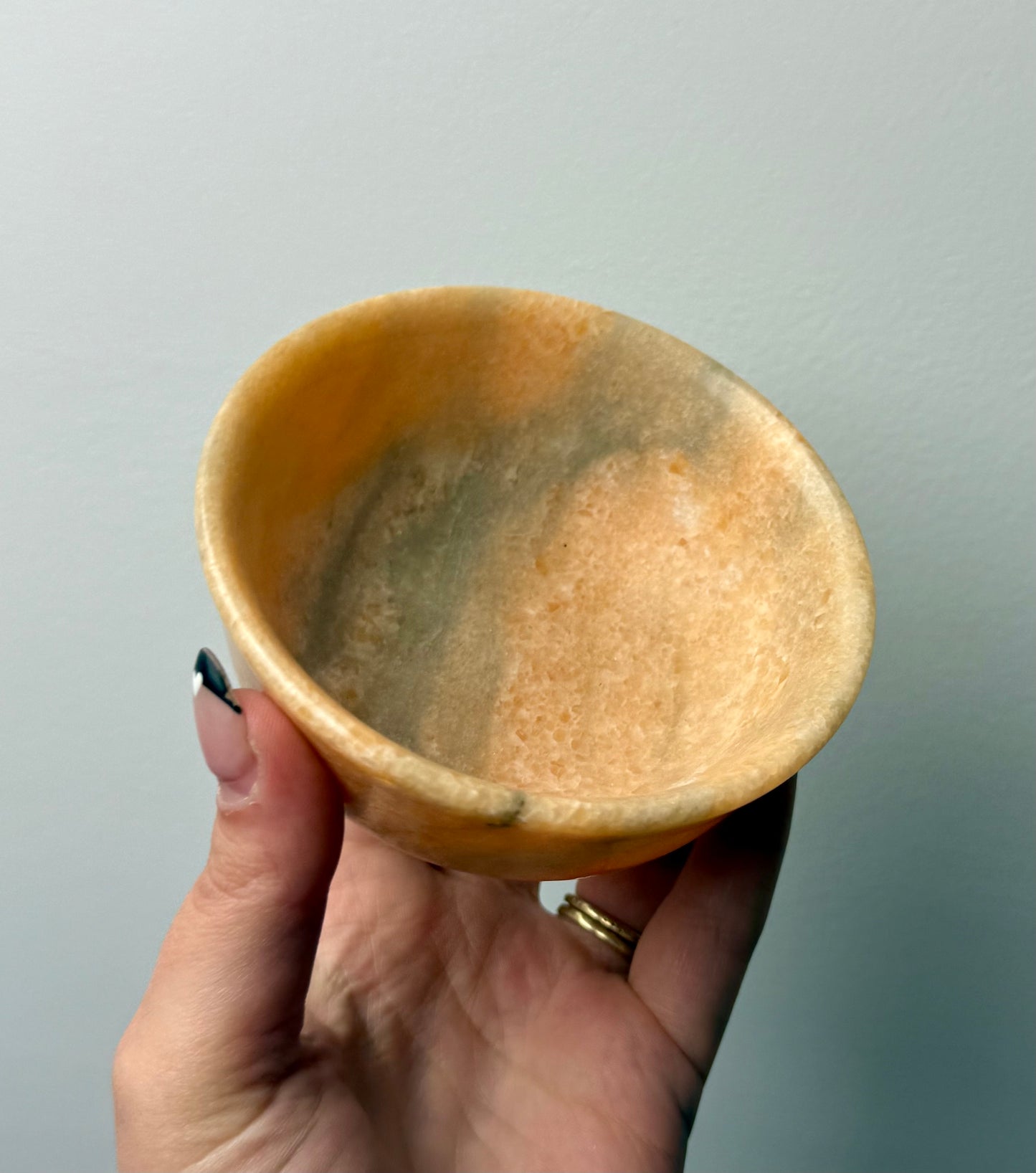 Peach stone jade bowl