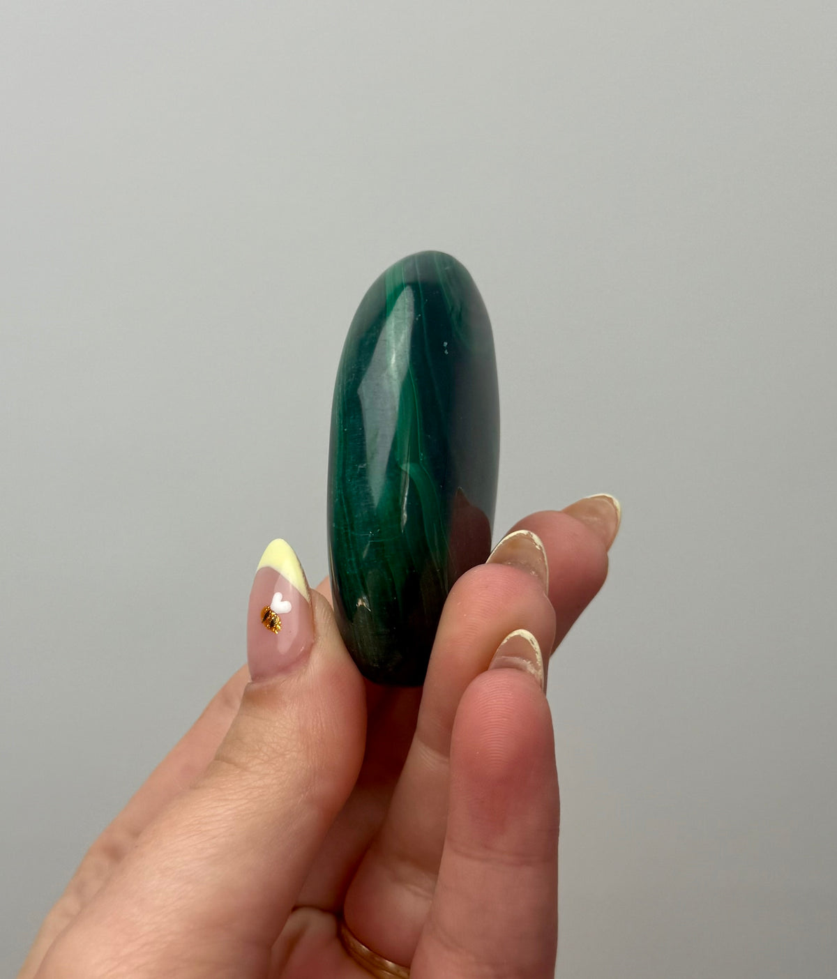 Malachite palm stone D