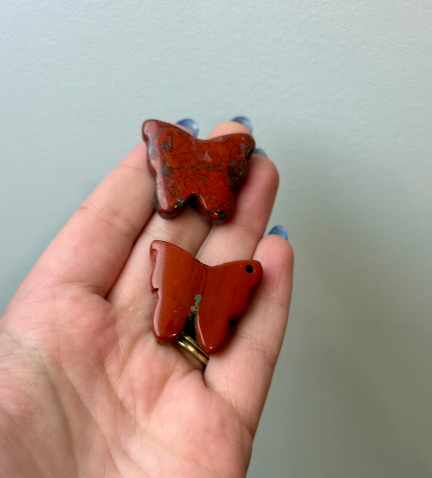 Red jasper butterfly carvings