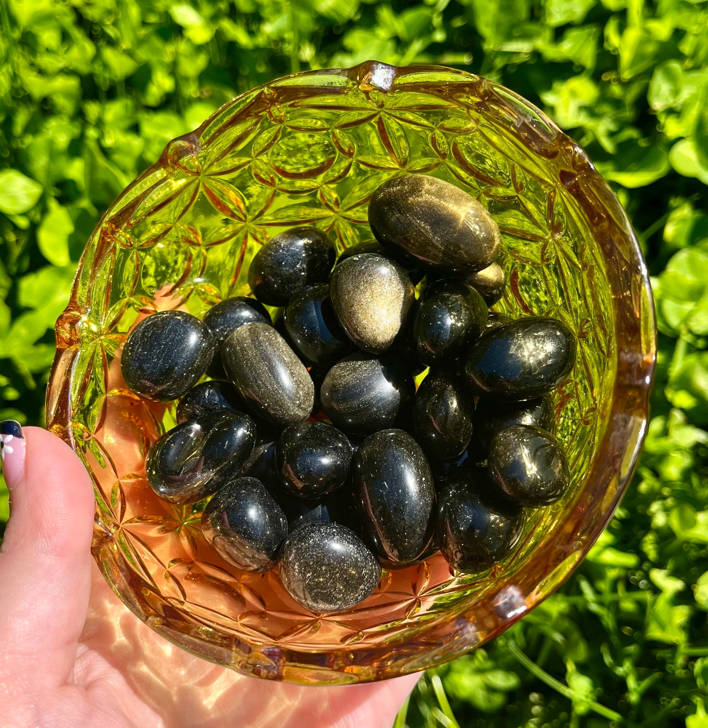 Gold sheen obsidian tumbles