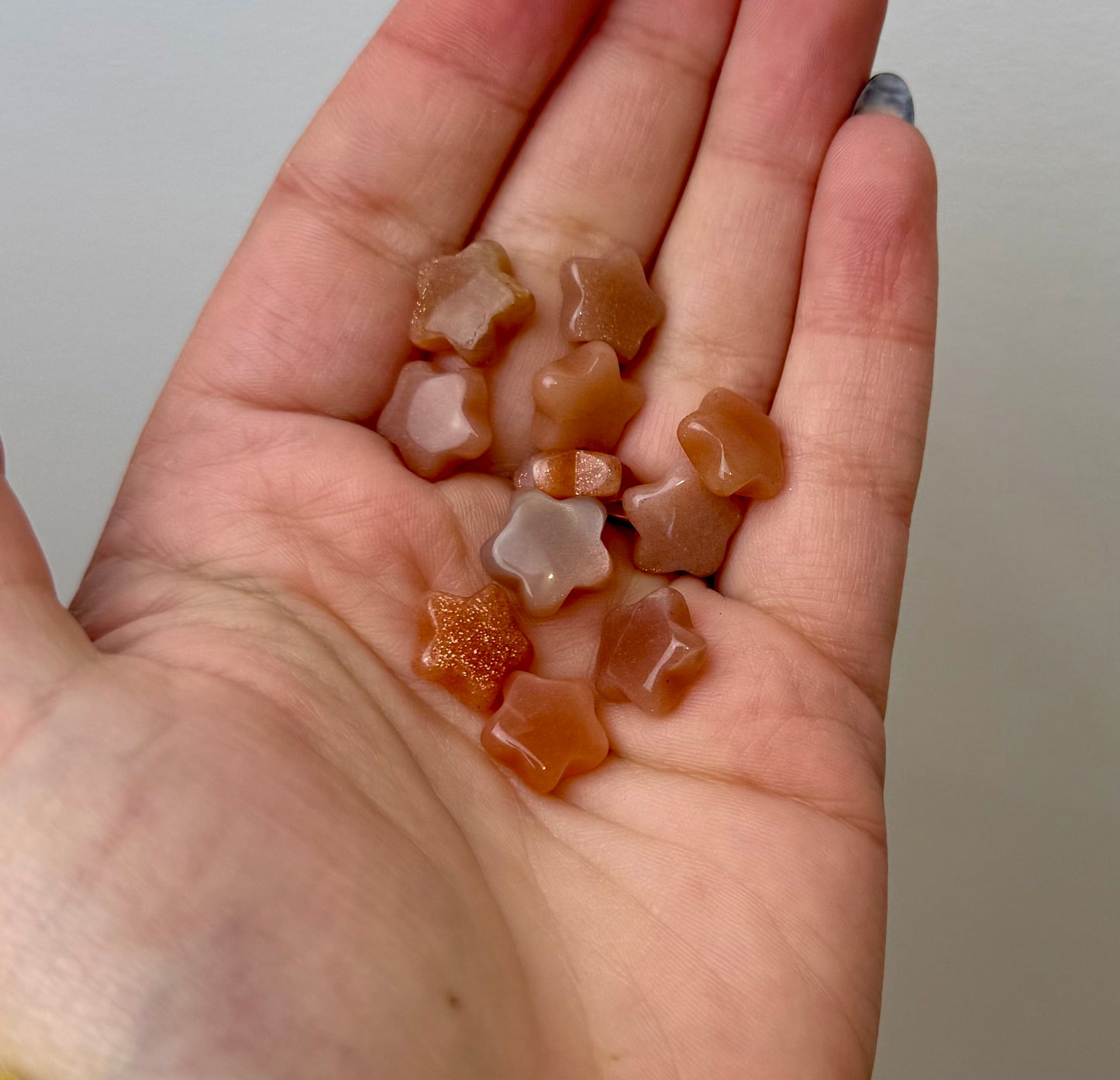 Peach moonstone sunstone mini star carvings