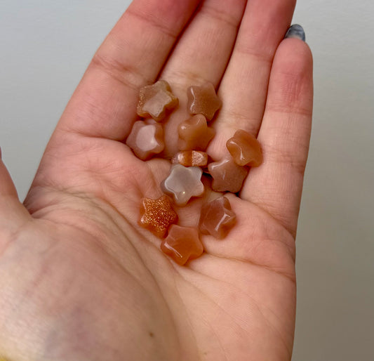 Peach moonstone sunstone mini star carvings