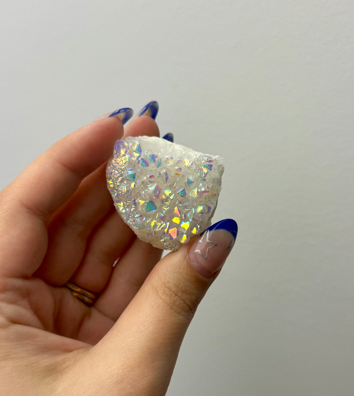 Altered aura quartz cluster