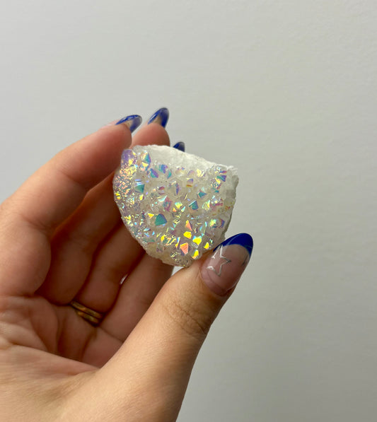 Altered aura quartz cluster