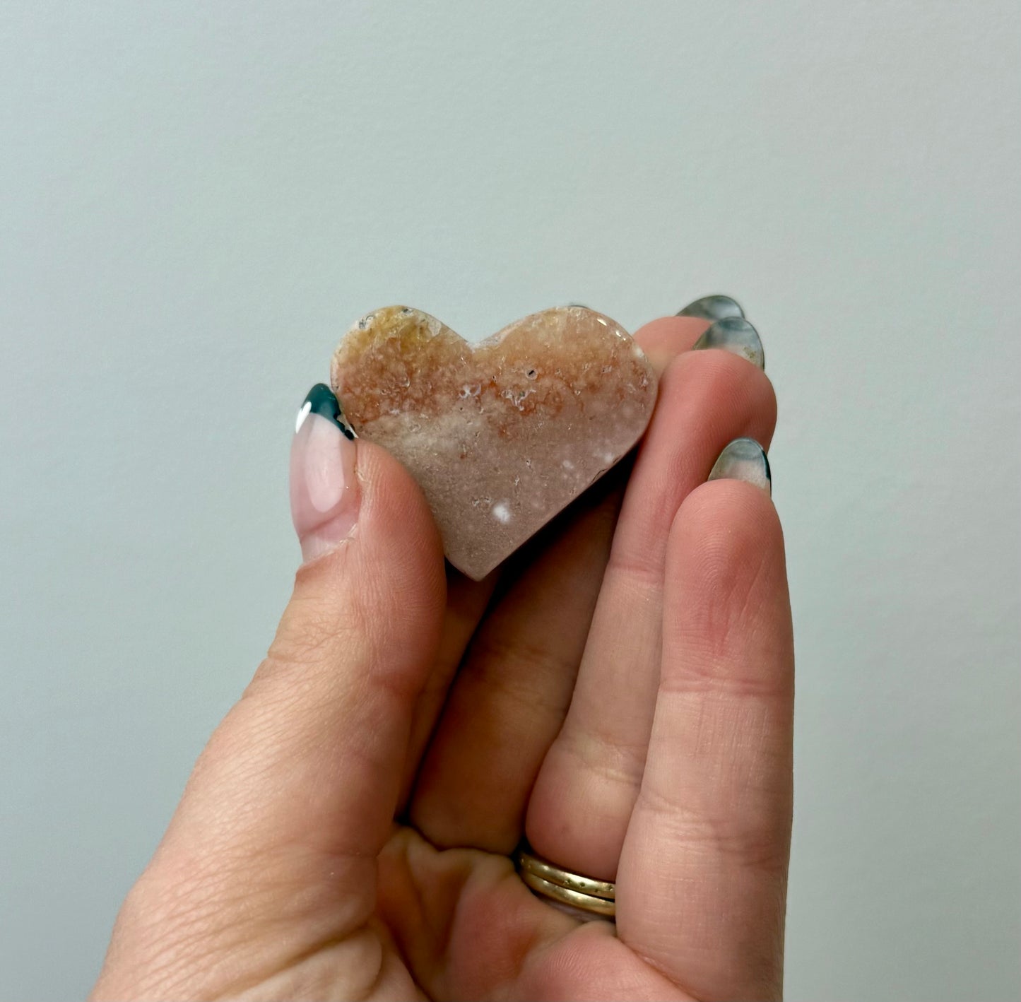 Pink amethyst heart carving