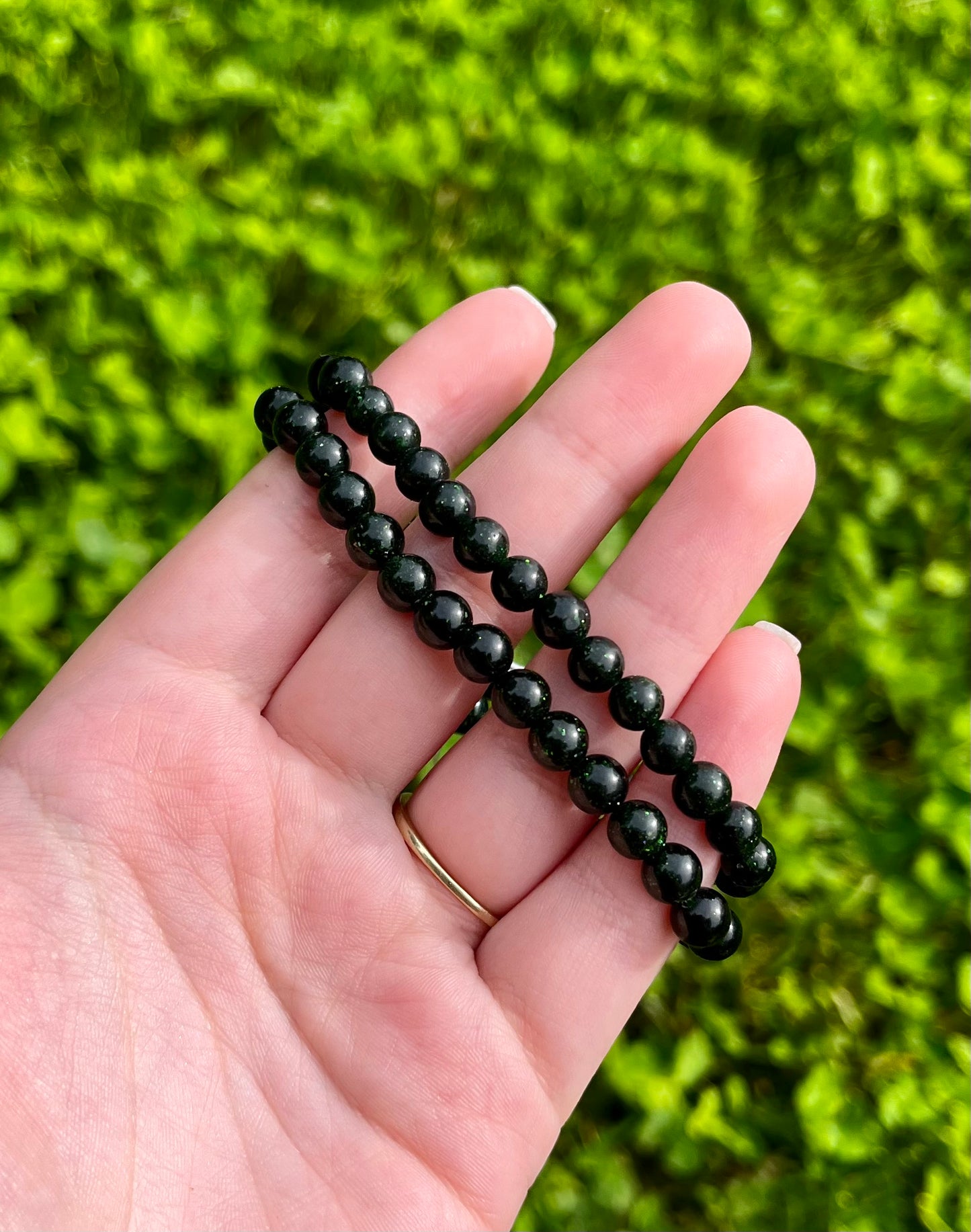 Green goldstone bracelets