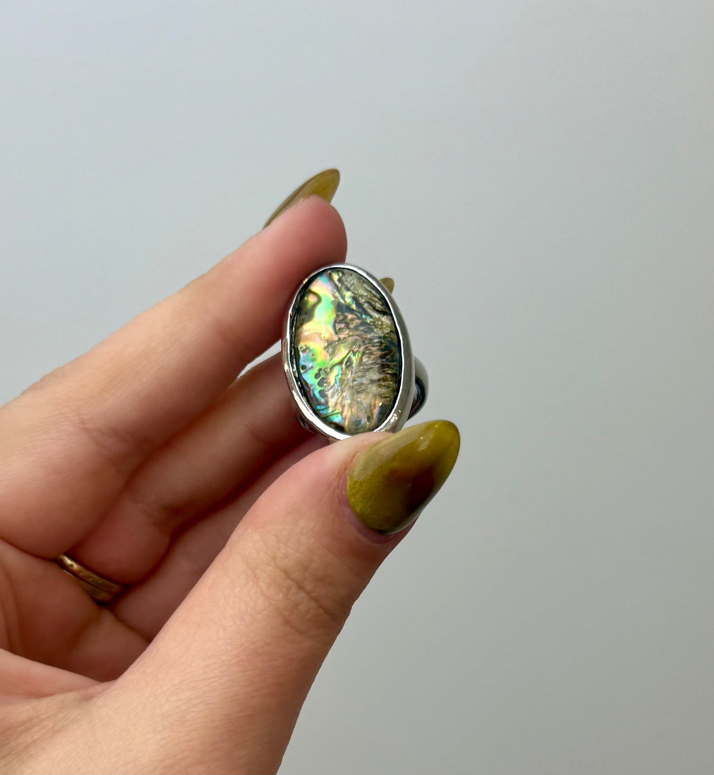 Abalone shell ring thrifted find ￼