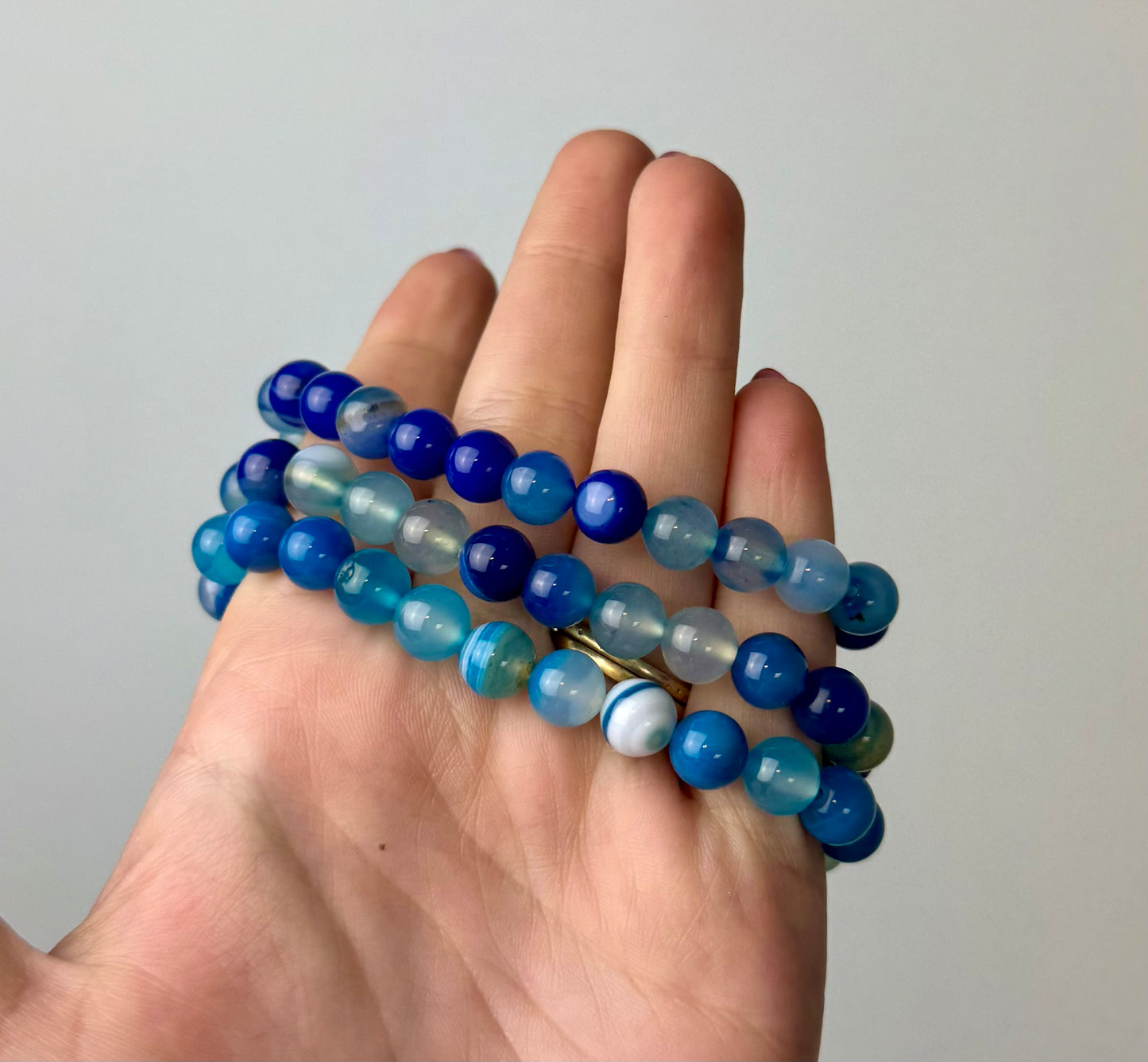 Dyed blue agate bracelets