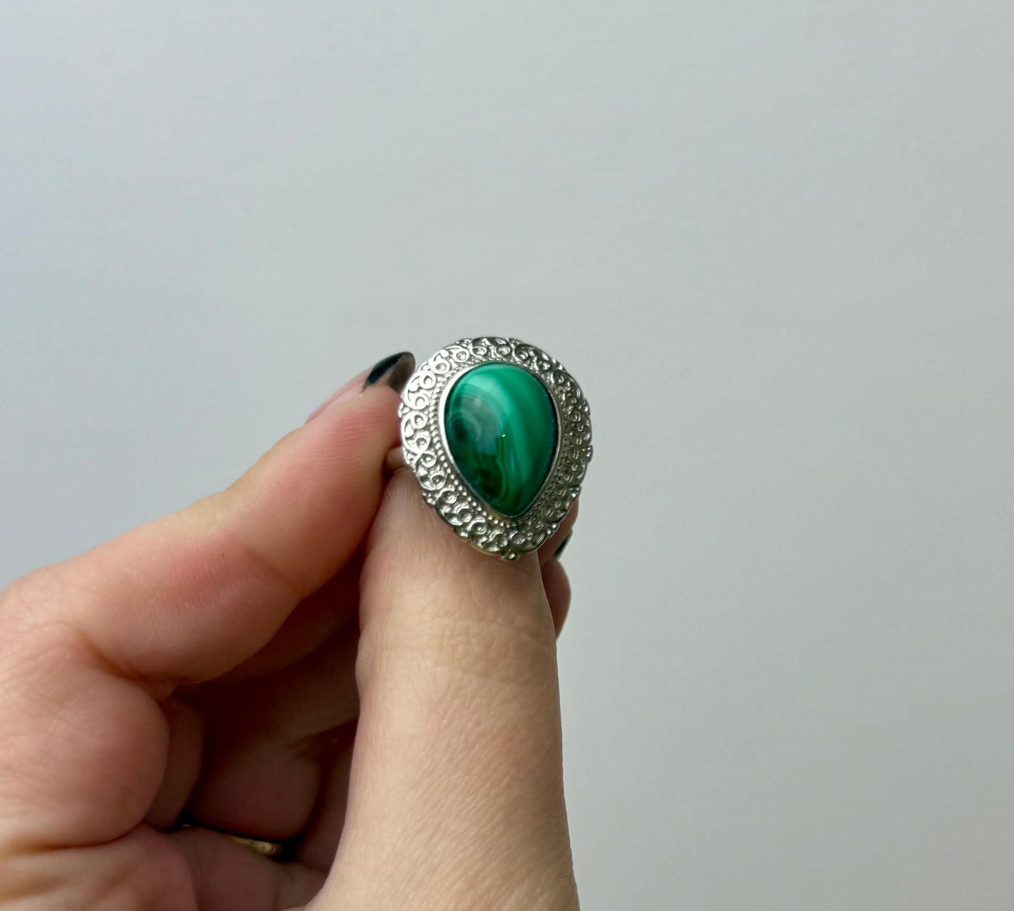 Malachite adjustable ring