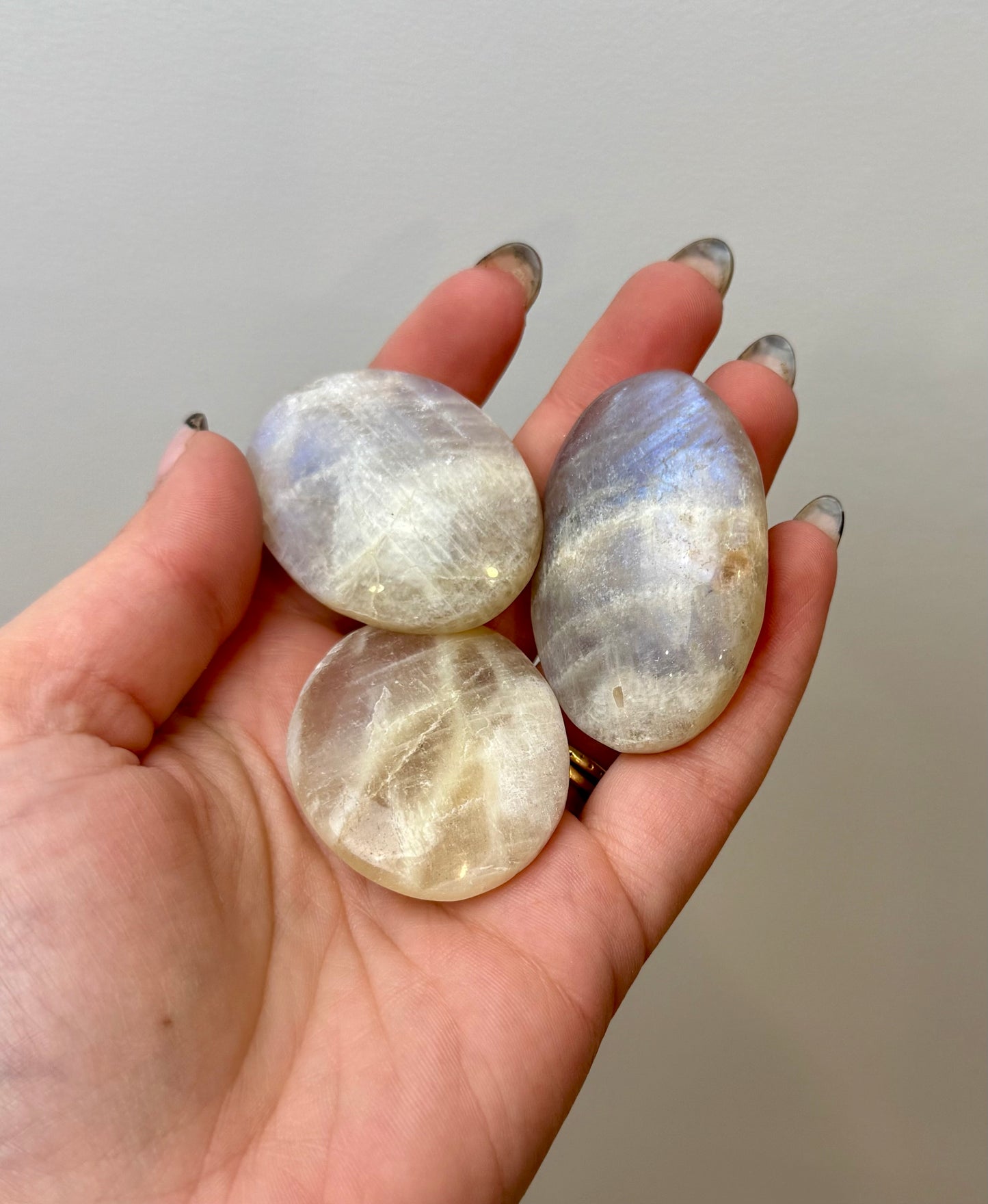 Blue moonstone palm stones