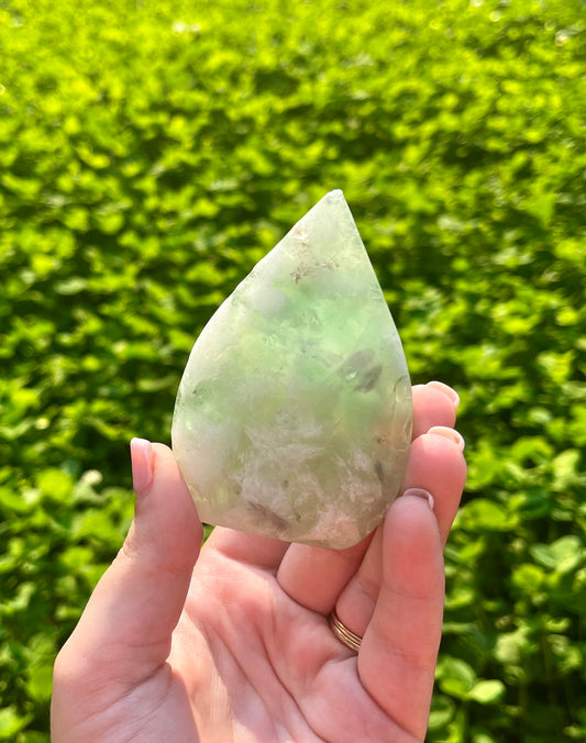 Feather fluorite tear freeform