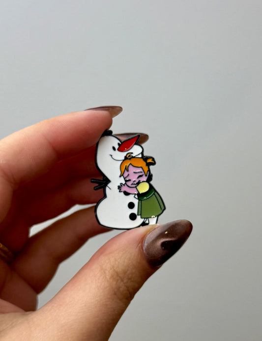 Frozen Olaf and Anna enamel pin