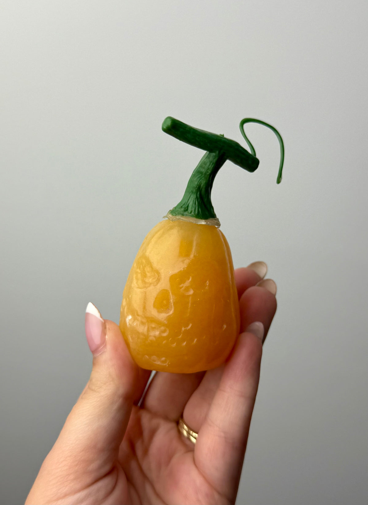 Orange calcite pumpkin carvings