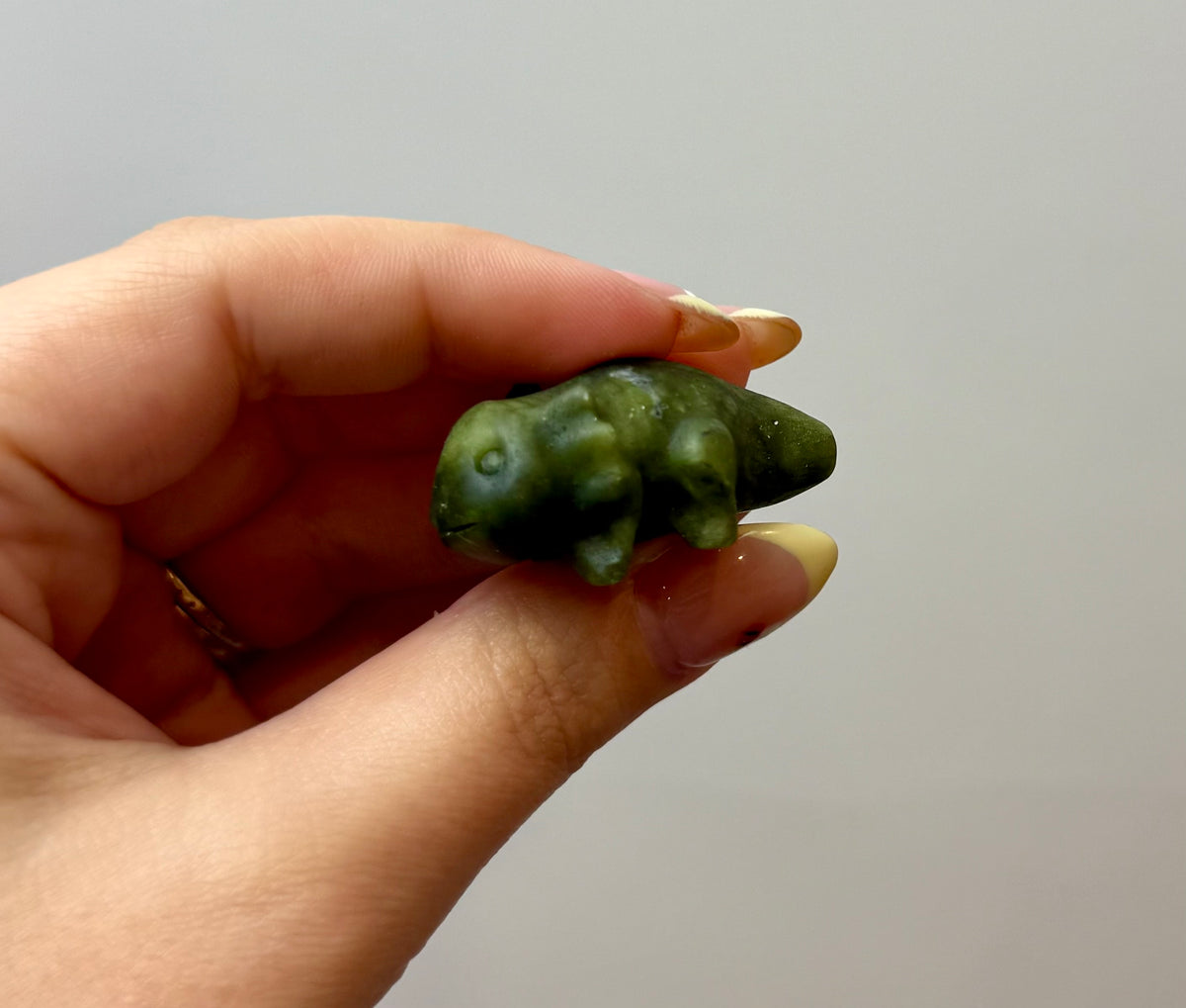 Jade axolotl carving